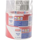 Ragasztószalag TESA 60760 50mm/33m piros-fehér PVC/NK/150my padlójelölő