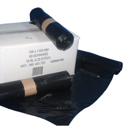 Zsák LDPE/reg 700x1100mm/35mikron, fekete, 25db/tek., 250db/#