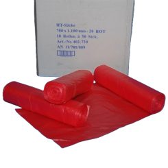 Zsák HDPE 700x1100mm/20mikron, piros, 50db/tek., 500db/#