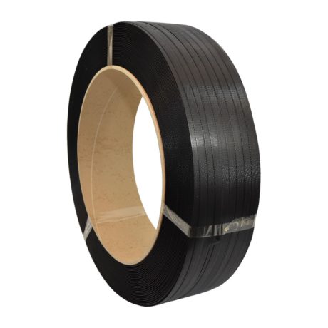 Pántszalag PP 16x0,8mm fekete 1.500 m/tek, 406/150mm, erősített